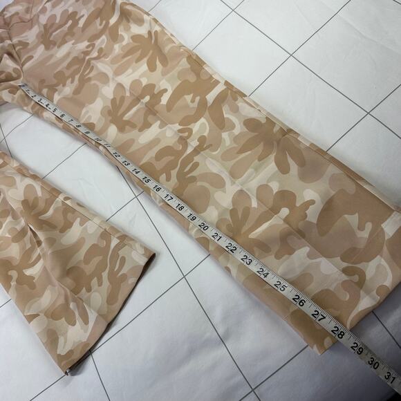 Ibkul Pants Womens 12 Tan Cream Camo Print Golf Ankle Stretch Pockets Pull On - Picture 9 of 11